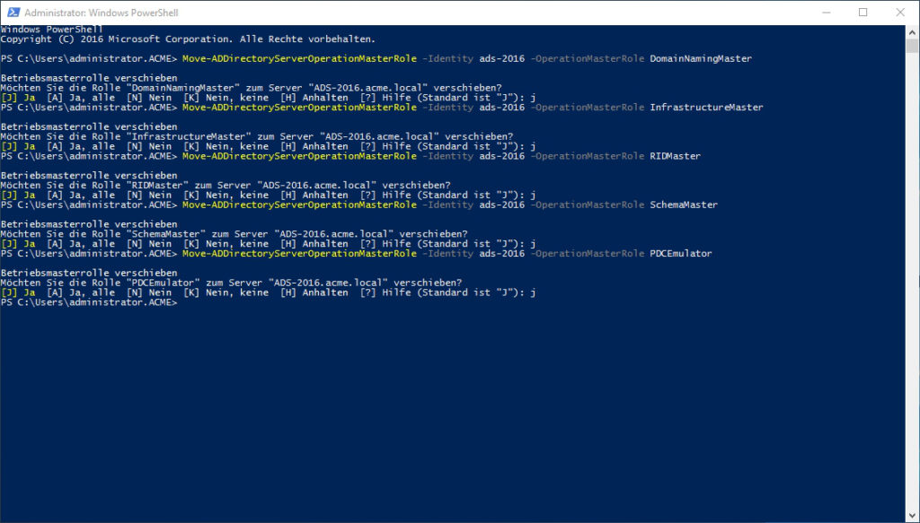 Move-ADDirectoryServerOperationMasterRole